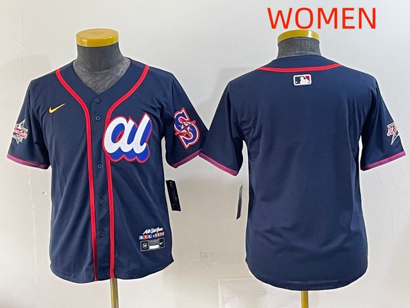 Women 2025 Seattle Mariners Blank Drak Blue All star Blank Blue Nike MLB Jersey style 8->customized mlb jersey->Custom Jersey